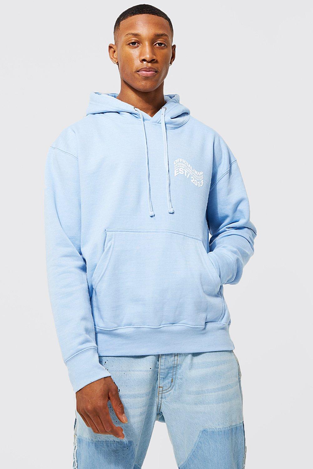 Boohooman blue hoodie new arrivals